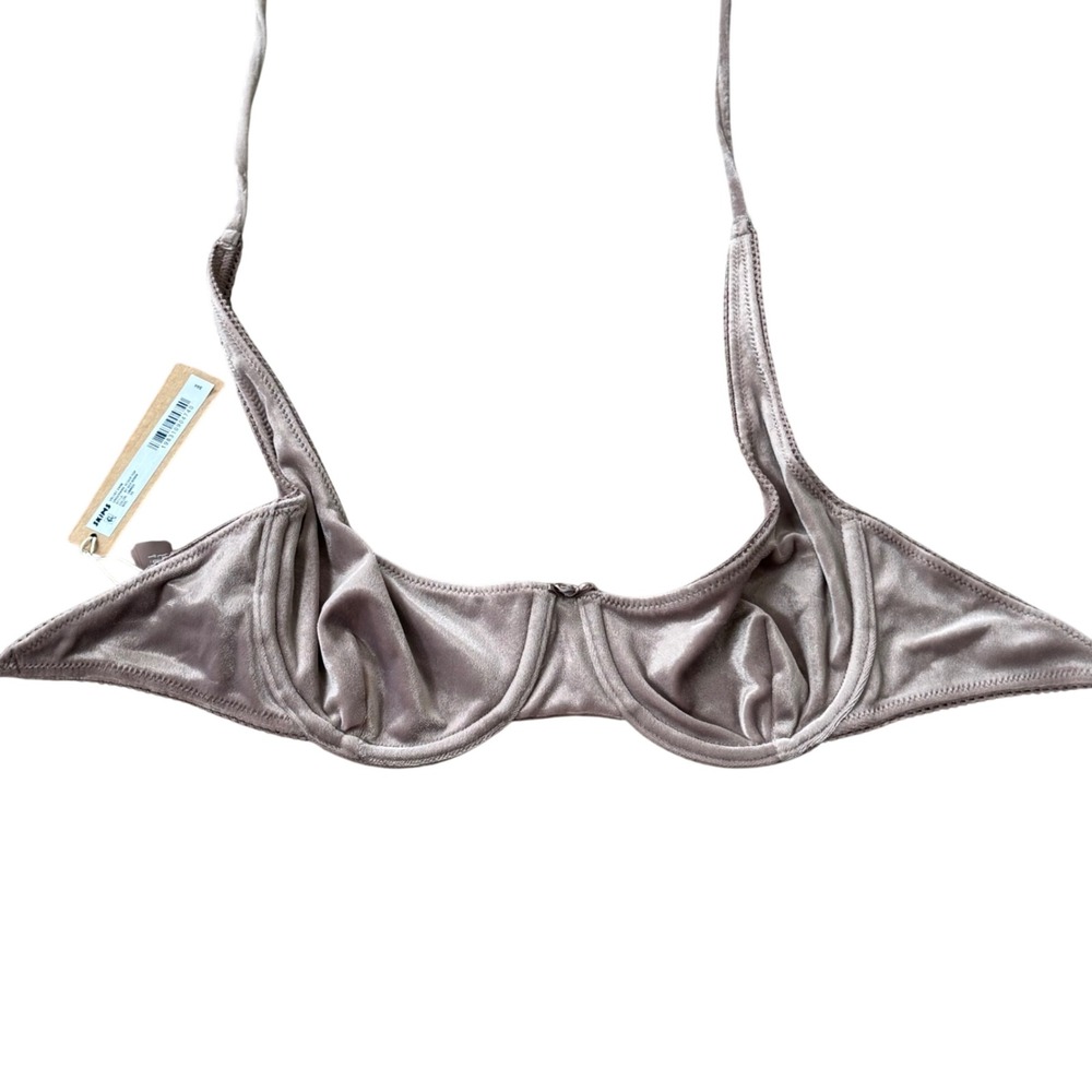 SKIMS Velvet Swim Underwire Scoop Top Umber Brown Bikini XS BT-SCP-8256W NEW